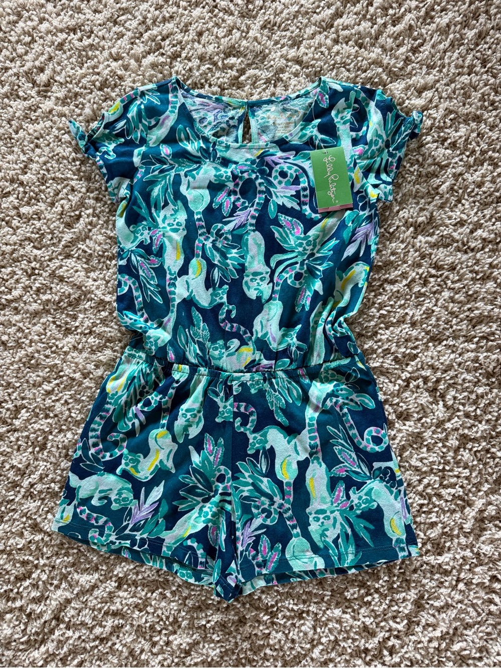 NWT Lilly Pulitzer Camryn Romper Tidal Wave In The Details